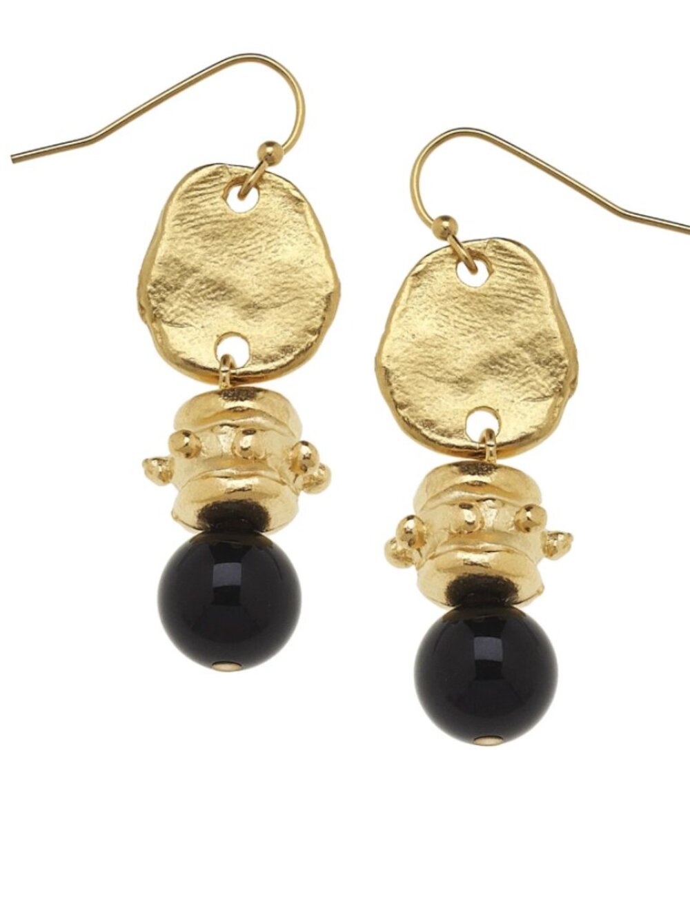 Dressy! Susan Shaw Bentley Black Onyx & Gold Drop Earrings